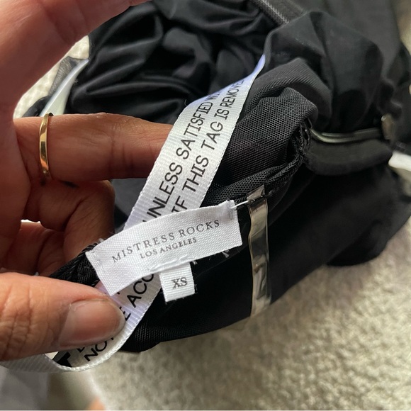 NWT Mistress Rocks One-Shoulder Ruched Mesh Sheer Bodysuit Black Size XS - Picture 10 of 10